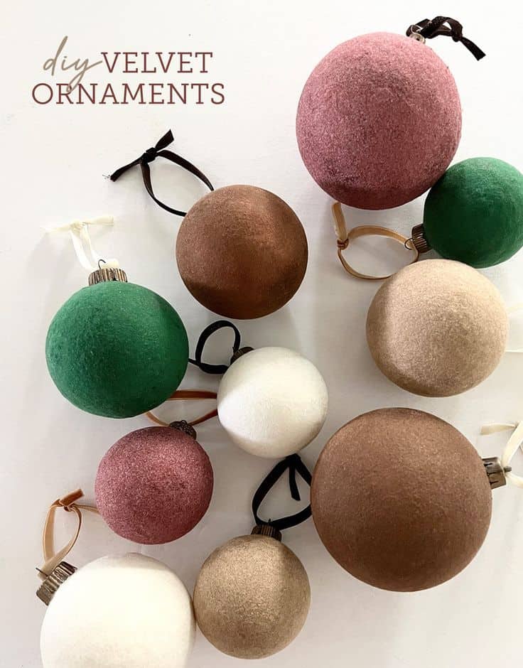 DIY velvet ornaments. 